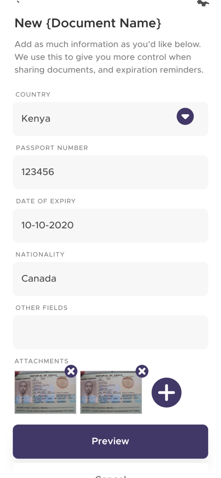 Screenshot of information page